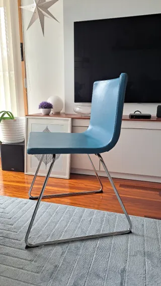 4 Sedie Bernhard Ikea in Pelle Blu