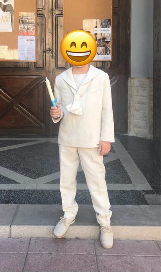 Traje de comunión lino beige