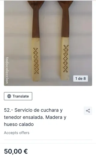 Set Cuchara y Tenedor Madera Tallada