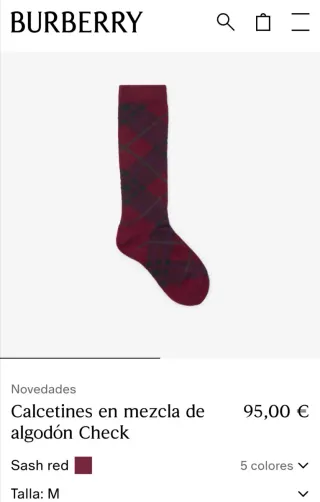 Calcetines Burberry Check Algodón Talla M (38-41)