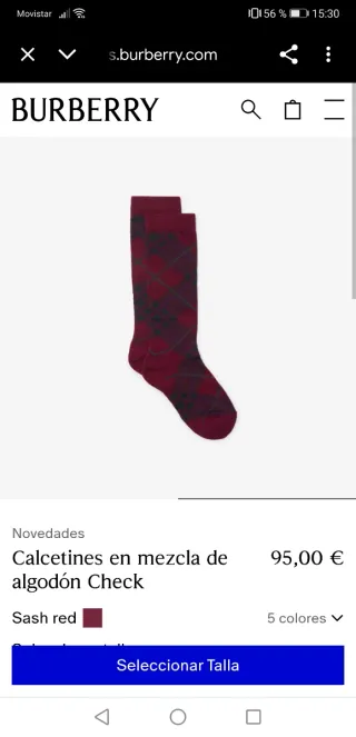 Calcetines Burberry Check Algodón Talla M (38-41)