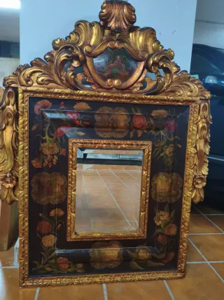 Espejo Vintage Dorado y Negro