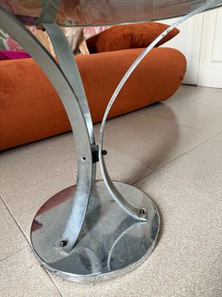 Mesa auxiliar cristal vintage metal