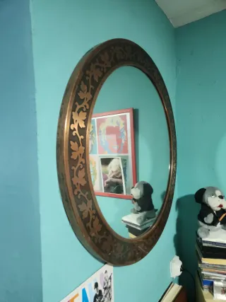 Espejo Redondo Marco Cobre grande