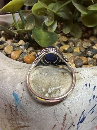 Anillo baño de Plata 925 Ojo Tigre Azul