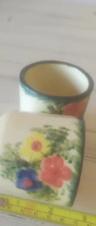 2 Vasos Vintage Cerámica Flores