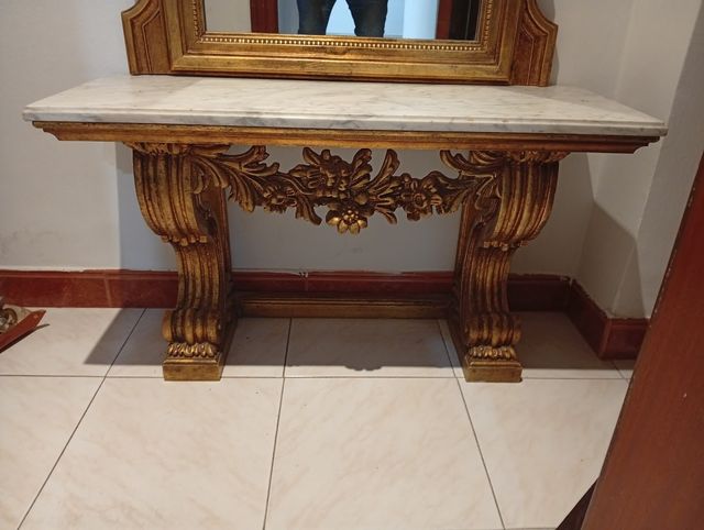 Recibidor madera dorado con espejo