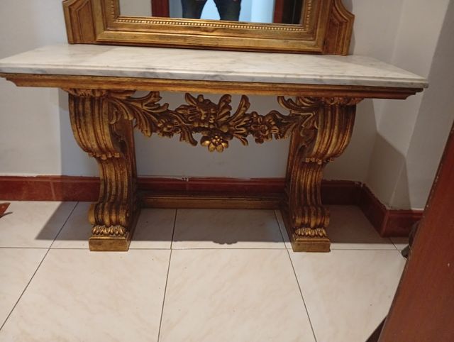 Recibidor madera dorado con espejo