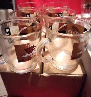 Set 6 Tazze Bicchieri Vetro Latte Macchiato