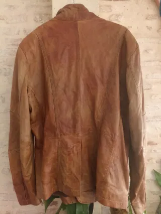 Cazadora de cuero marrón L