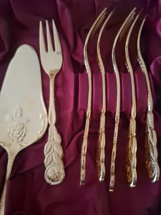 Set Cubiertos Dorados Antiguos de acero inoxidable