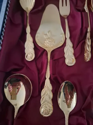 Set Cubiertos Dorados Antiguos de acero inoxidable