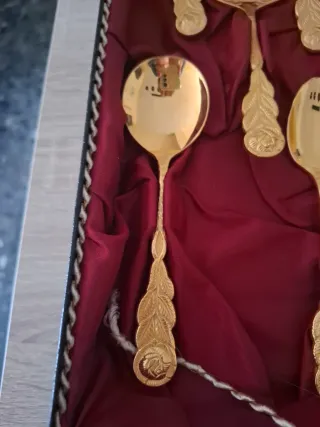 Set Cubiertos Dorados Antiguos de acero inoxidable