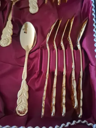Set Cubiertos Dorados Antiguos de acero inoxidable