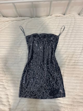 Vestido corto lentejuelas azul