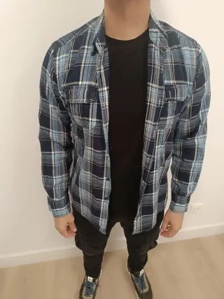 Camisa cuadros hombre manga larga