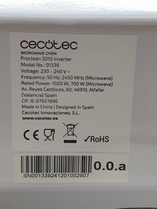 Microondas Cecotec ProClean 5010 Inverter