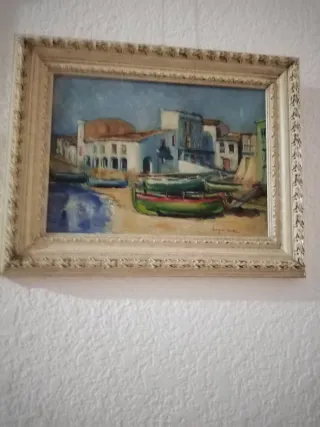 Cuadro al óleo paisaje marino pintado sobre tela