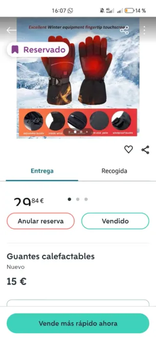 2 Pares Guantes Calefactables Talla M