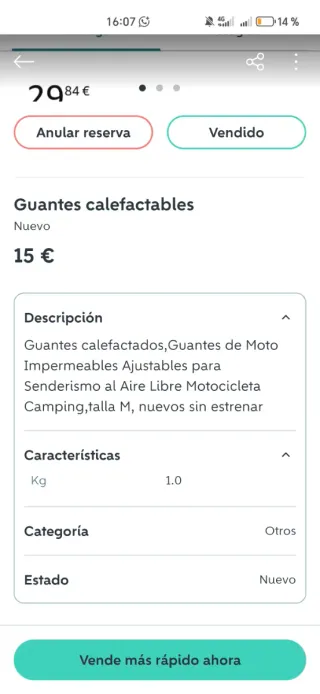 2 Pares Guantes Calefactables Talla M