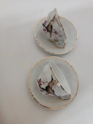 JUEGO DE CAFÉ PORCELANA PINTADA A MANO - tú y yo