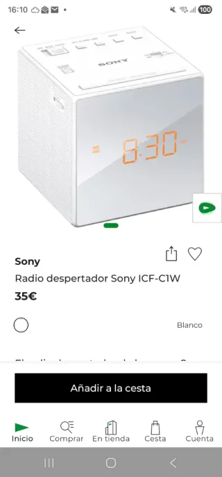 Radio despertador Sony ICF-C1W Blanco