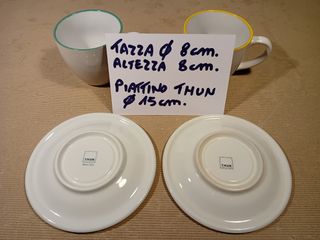 Tazze The/Latte anonime 2 e 2 Piattini Thun