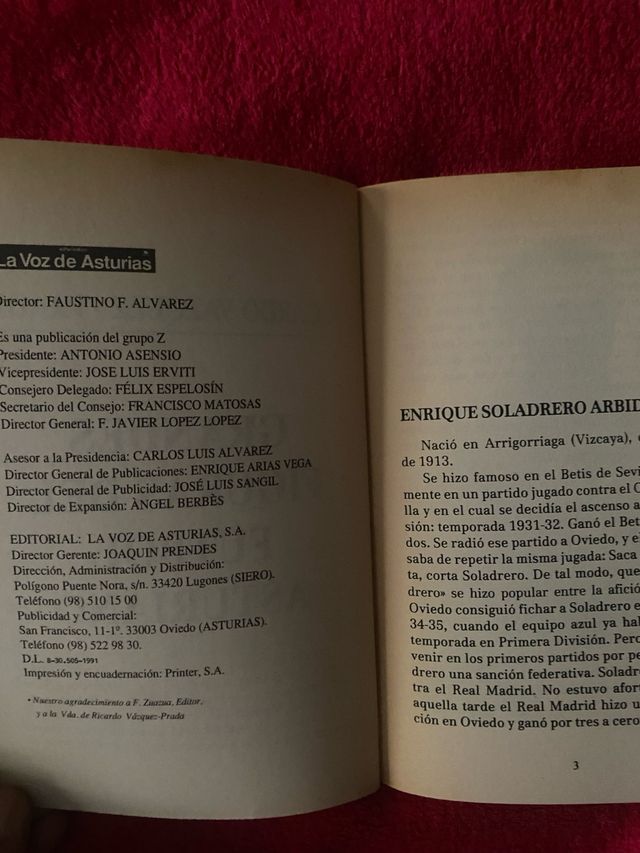 Libros Grandes Figuras del Fútbol Asturiano, 1991