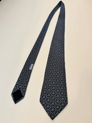 Corbata Hermés Paris 100 % seda azul con dibujo