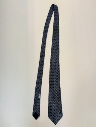Corbata Hermés Paris 100 % seda azul con dibujo