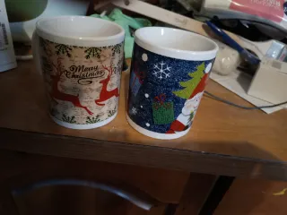 Tazze natalizie ceramica set 2 pezzi