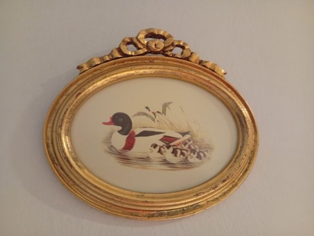 Espejo Antiguo Madera Dorado Ovalado y marcos foto