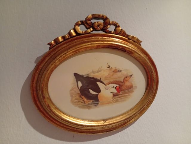 Espejo Antiguo Madera Dorado Ovalado y marcos foto