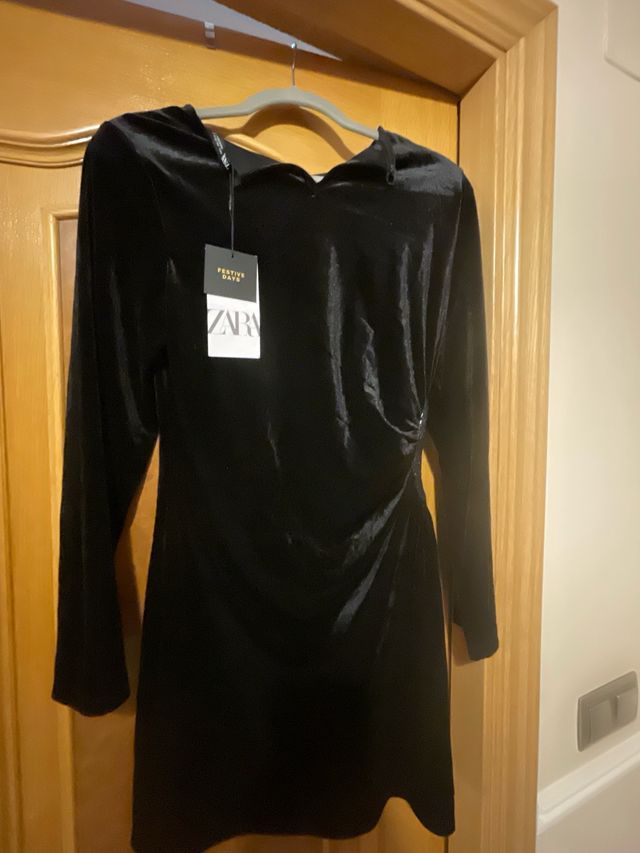 Vestido fiesta terciopelo negro moderno talla L