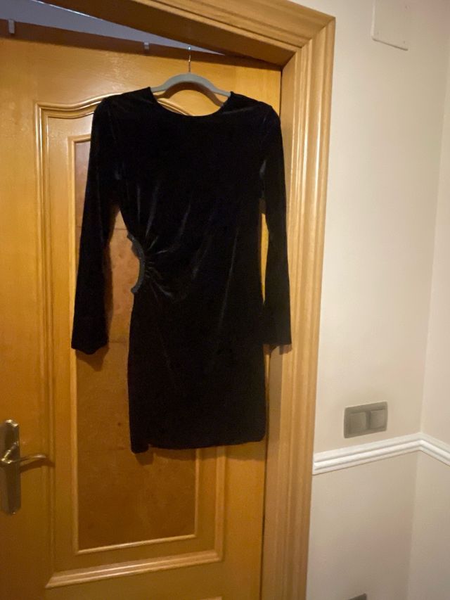 Vestido fiesta terciopelo negro moderno talla L