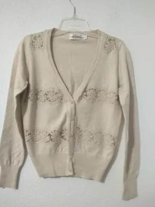 Cárdigan La Morena Beige Encaje Talla 42