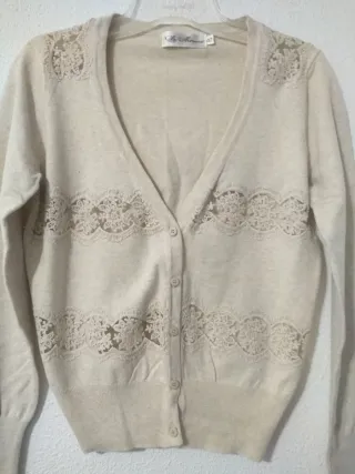 Cárdigan La Morena Beige Encaje Talla 42
