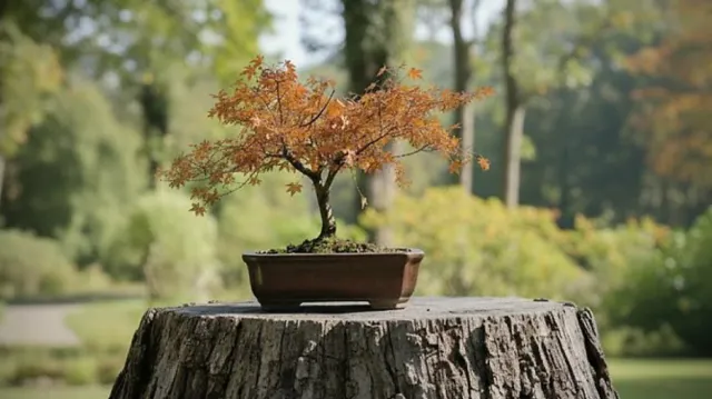 Bonsái arce japonés hojas rojas