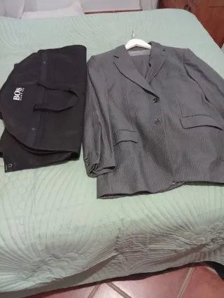 Traje Hugo Boss Gris Rayas