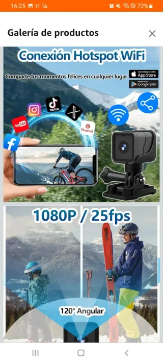 Cámara WiFi Action Cam 1080P