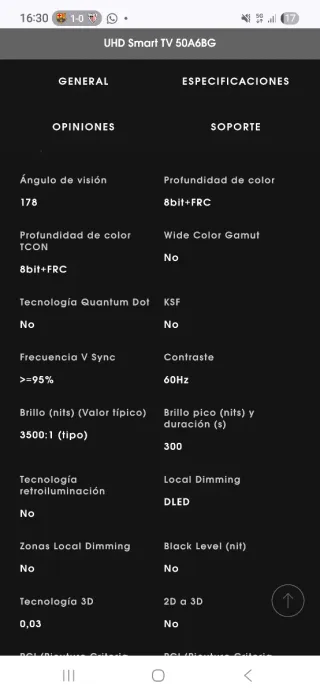 Smart TV Hisense 50 4K UHD 50A6BG