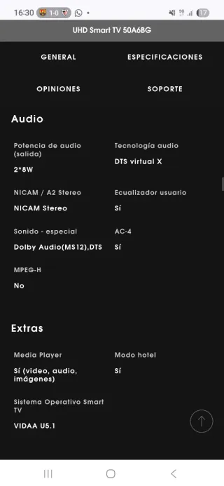 Smart TV Hisense 50 4K UHD 50A6BG