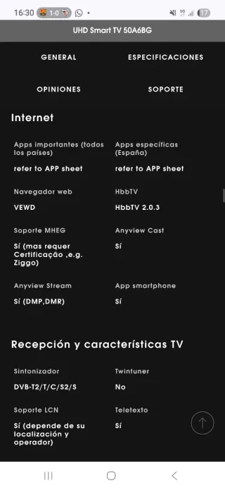 Smart TV Hisense 50 4K UHD 50A6BG