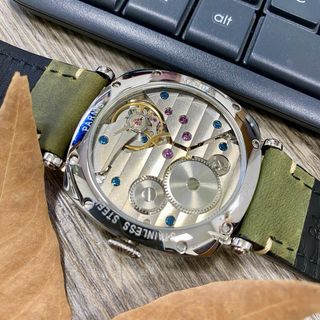 Reloj Parnis P6013 Mecánico Verde/Plata