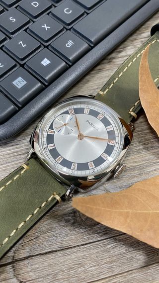 Reloj Parnis P6013 Mecánico Verde/Plata