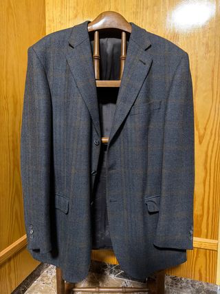 Americana Emidio Tucci Gris Cuadros 100% Lana