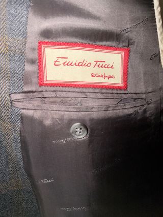 Americana Emidio Tucci Gris Cuadros 100% Lana