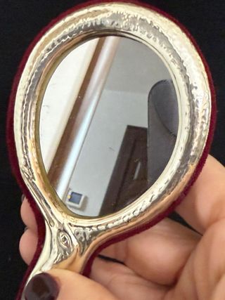 Specchio antico in argento 925 con decoro