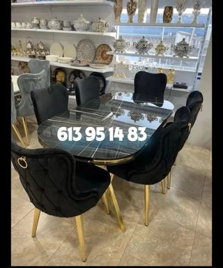 Mesa ovalada con 6 sillas