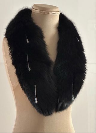 Americana negra vintage con cuello pelo sintético